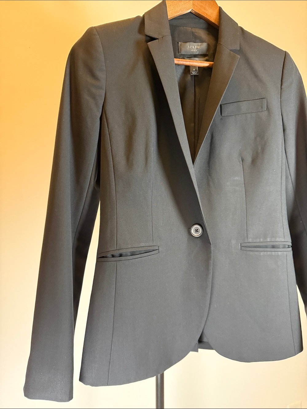 J.Crew Black 1035 One-Button Bi-Stretch Wool Blazer Suit Jacket | Size 2 - Picture 4 of 11